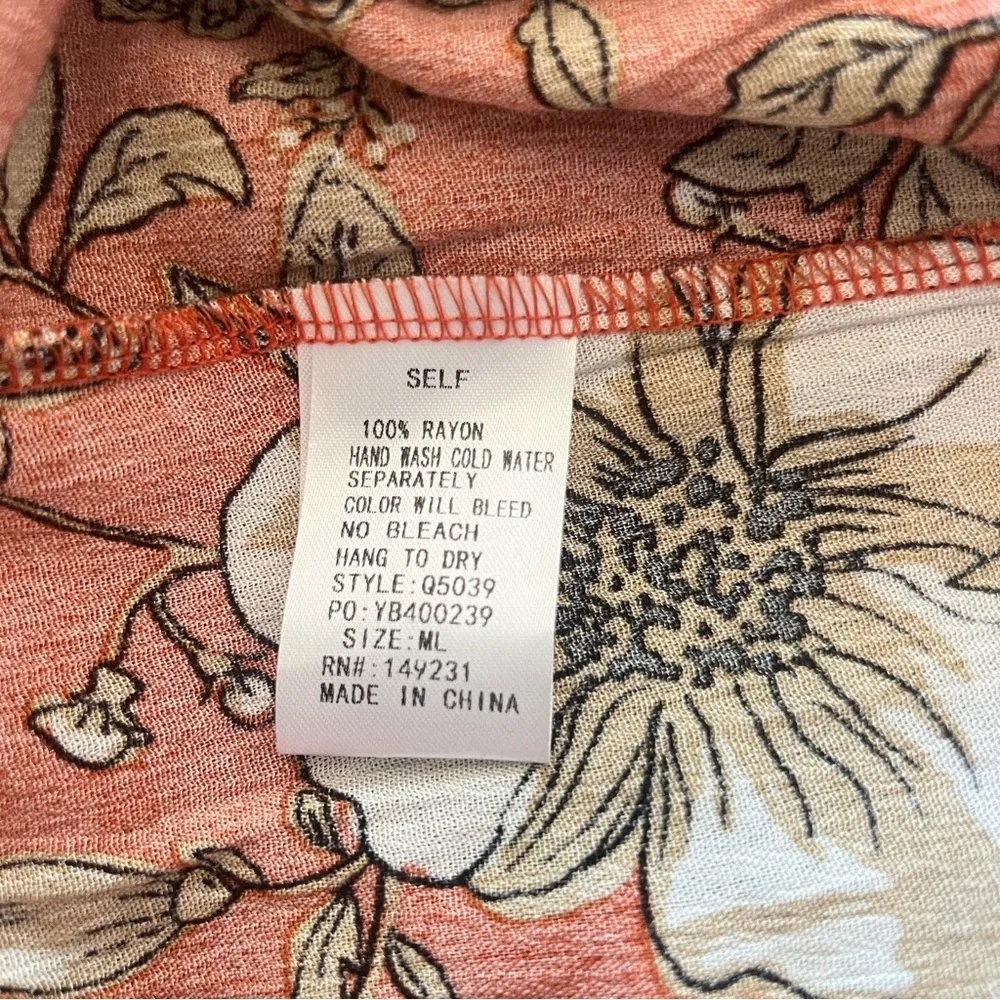 Kori Women’s Burnt Orange Floral Spaghetti Strap Maxi Dress Boho